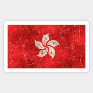 Vintage Aged and Scratched Hong Kong Flag Sticker